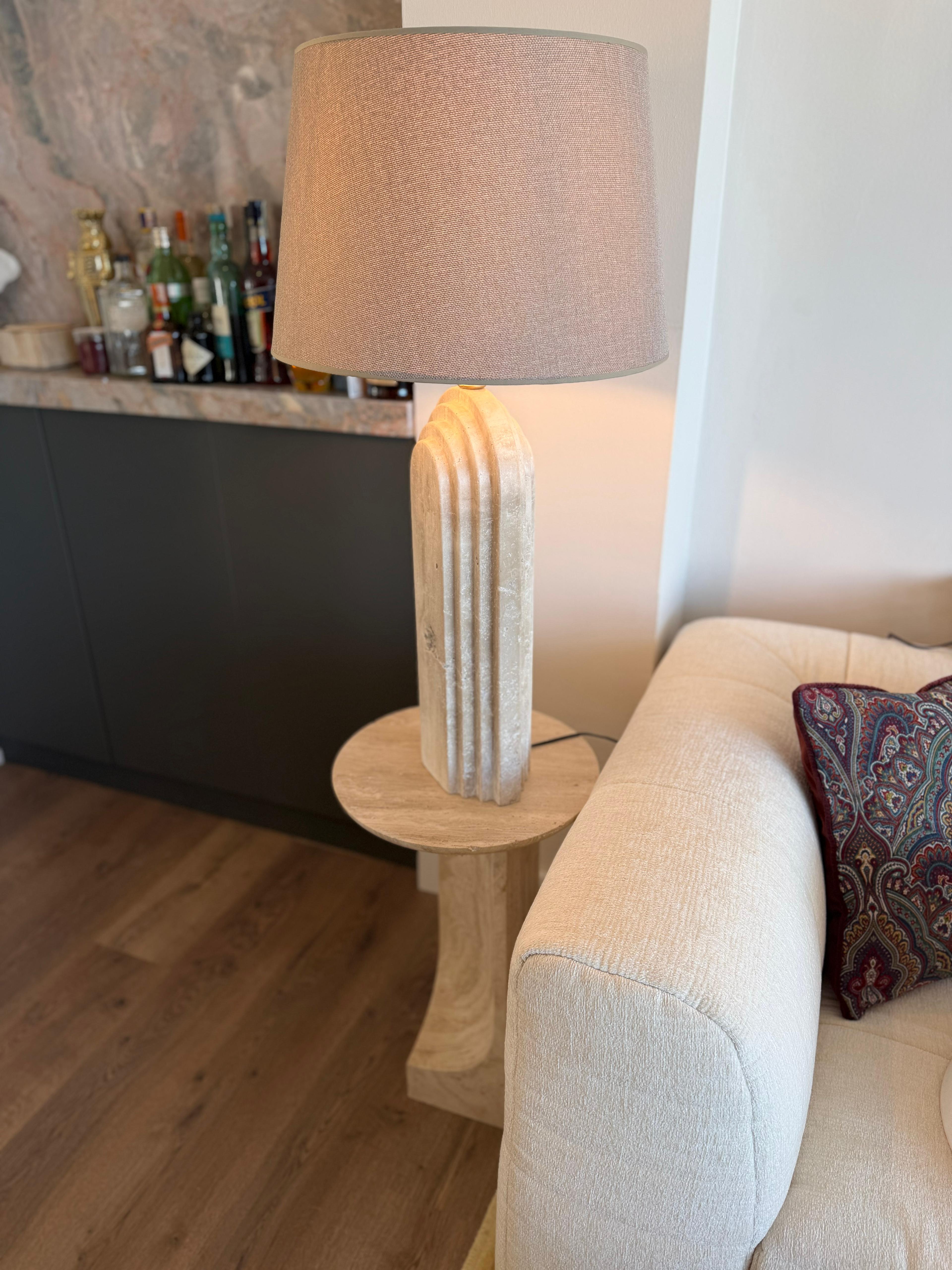 Handmade Travertine Marble Table Lamp – Natural Stone Lamp