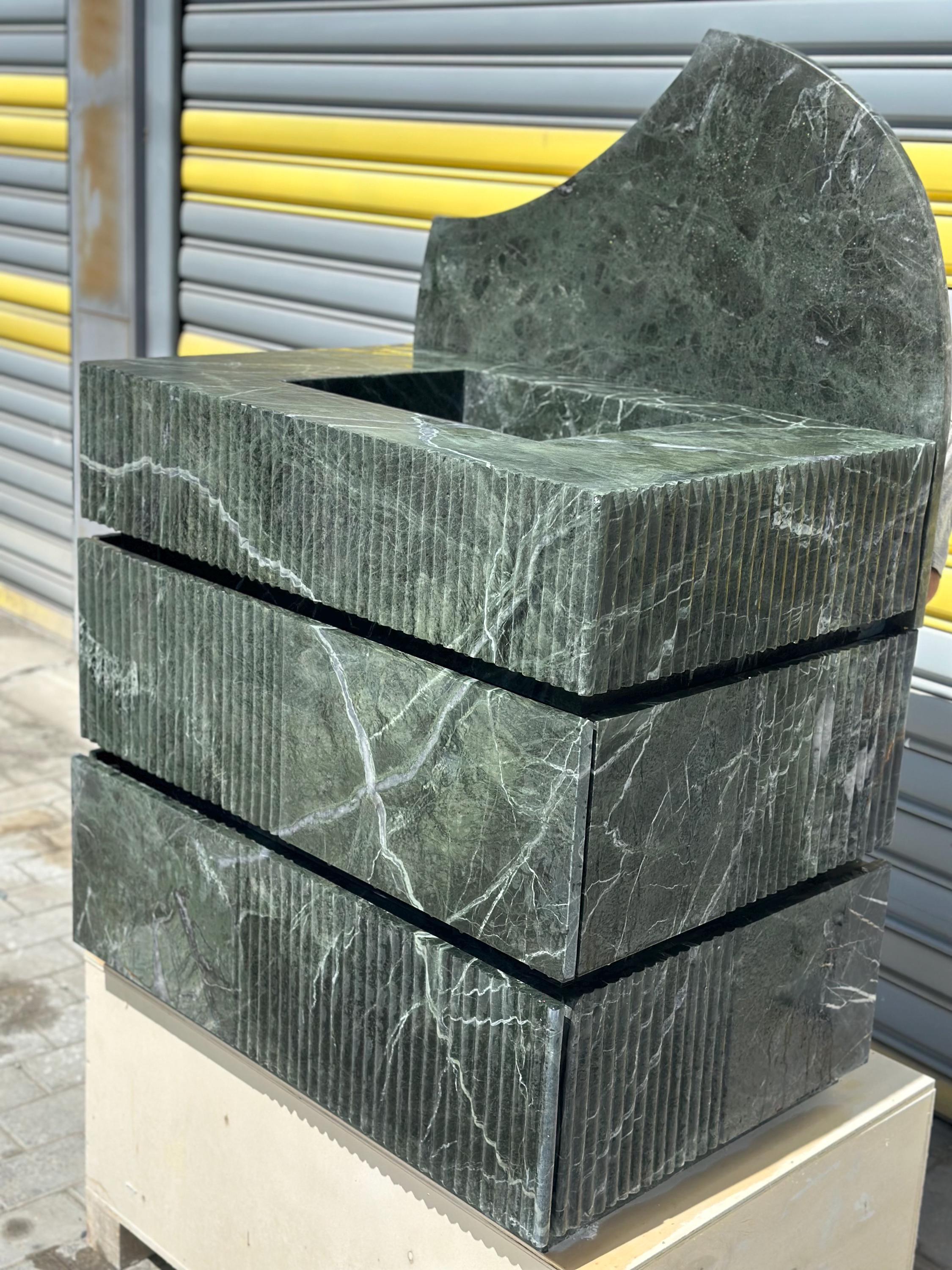 Handmade Verde Green Marble Vanity Sink with Drawers