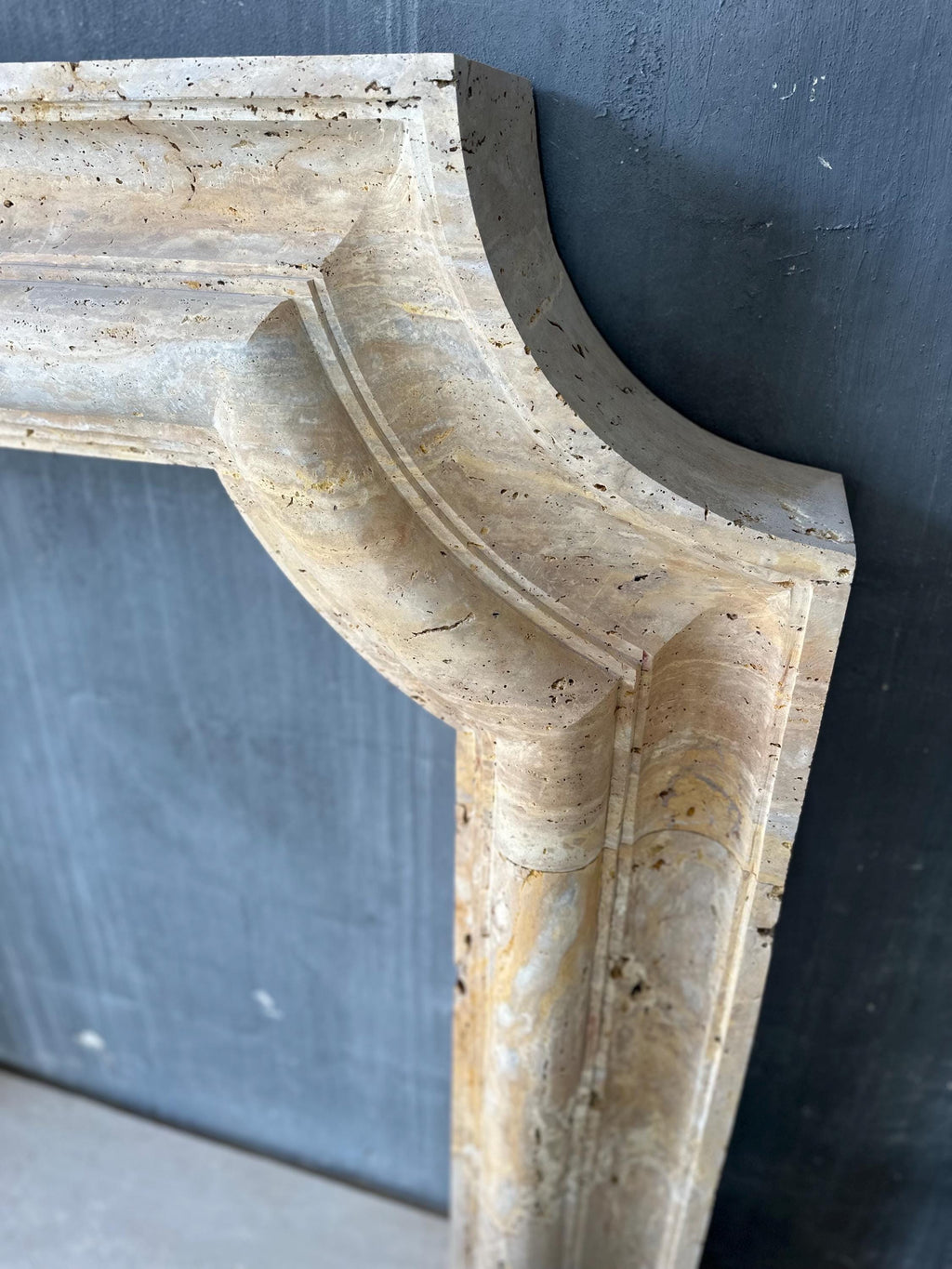 Fully Customizable, Handmade Travertine Fireplace Mantel: Natural Travertine Fireplace Surround