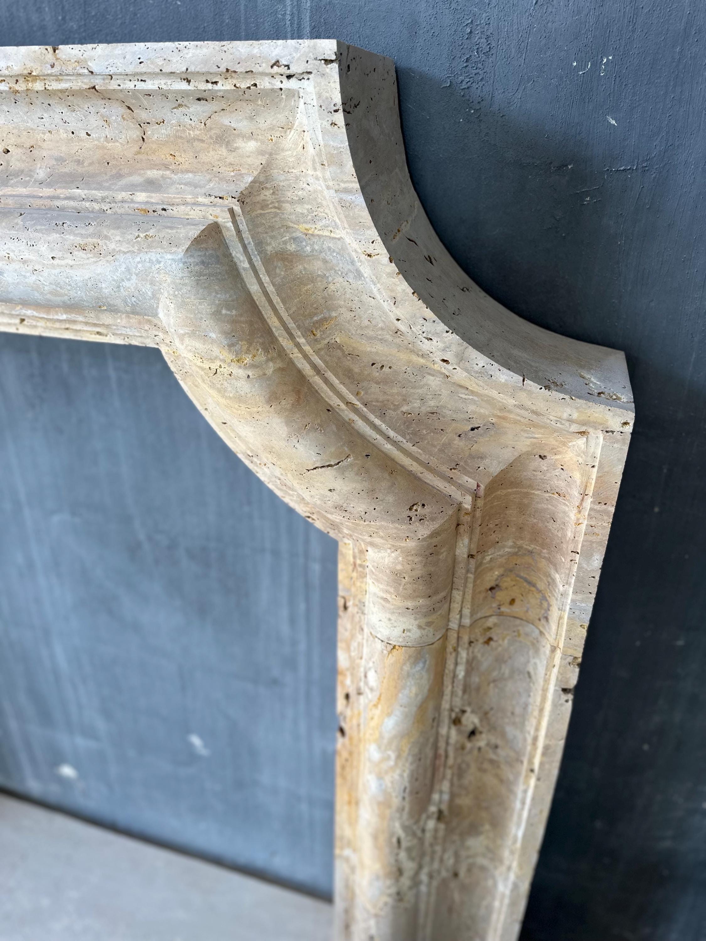 Fully Customizable, Handmade Travertine Fireplace Mantel: Natural Travertine Fireplace Surround