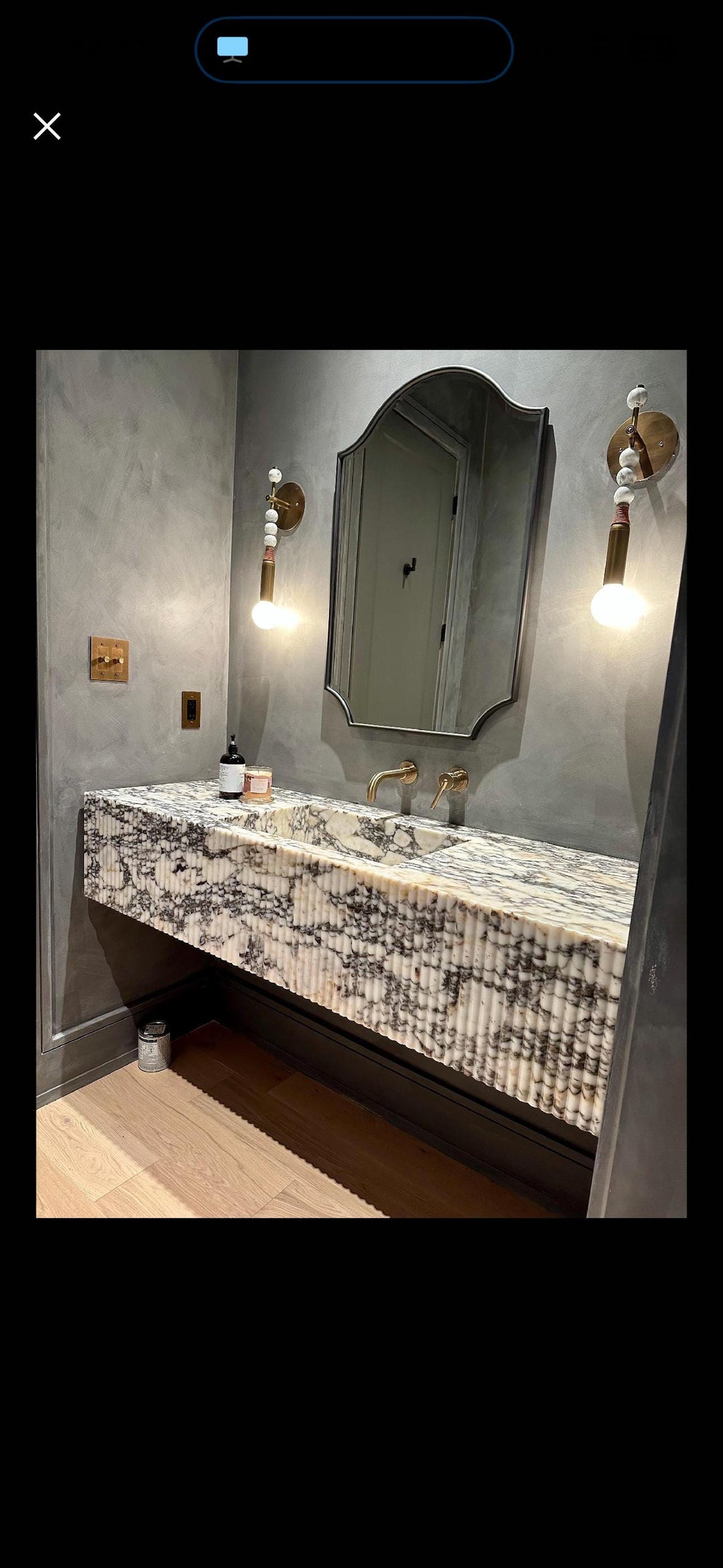 Calacatta Viola Marble Sink With Ribbed Apron, Handmade, Fully Customizable