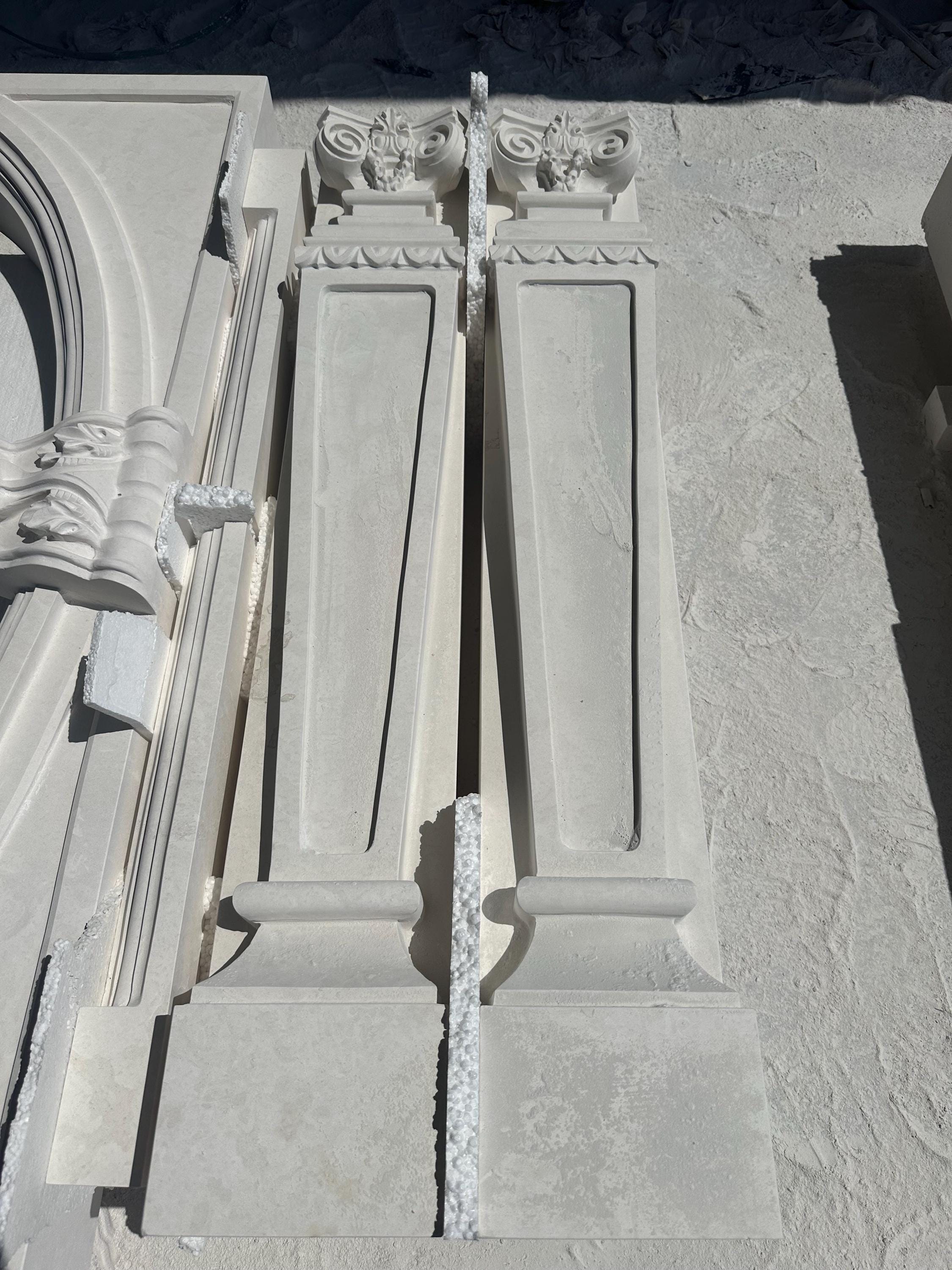Handmade Limestone Fireplace Surround – French Style Carved Mantel – Customizable Natural Stone Architectural Piece