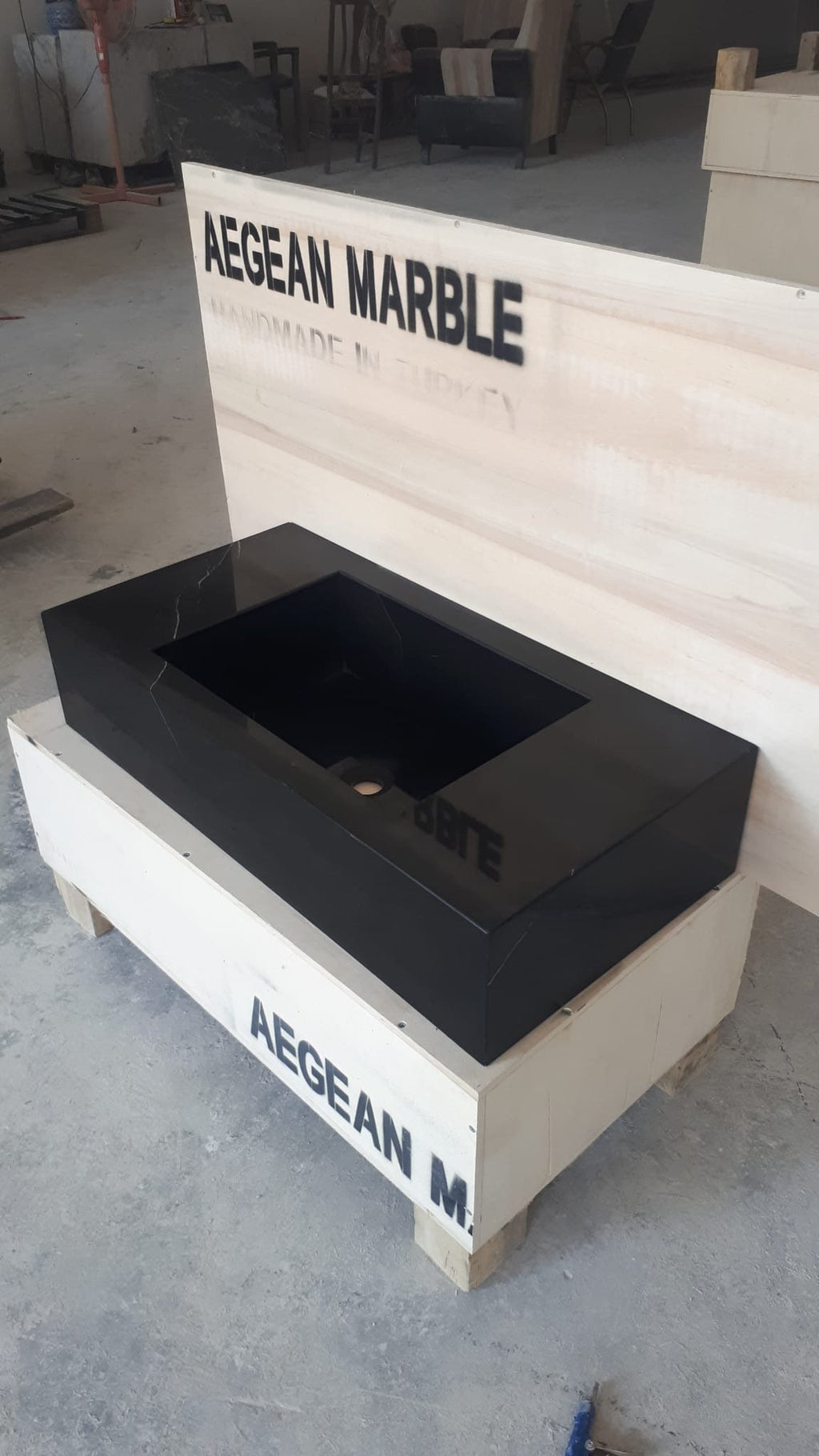 Nero Marquina Black Marble Sink: Customizable Wall Mount Washbasin