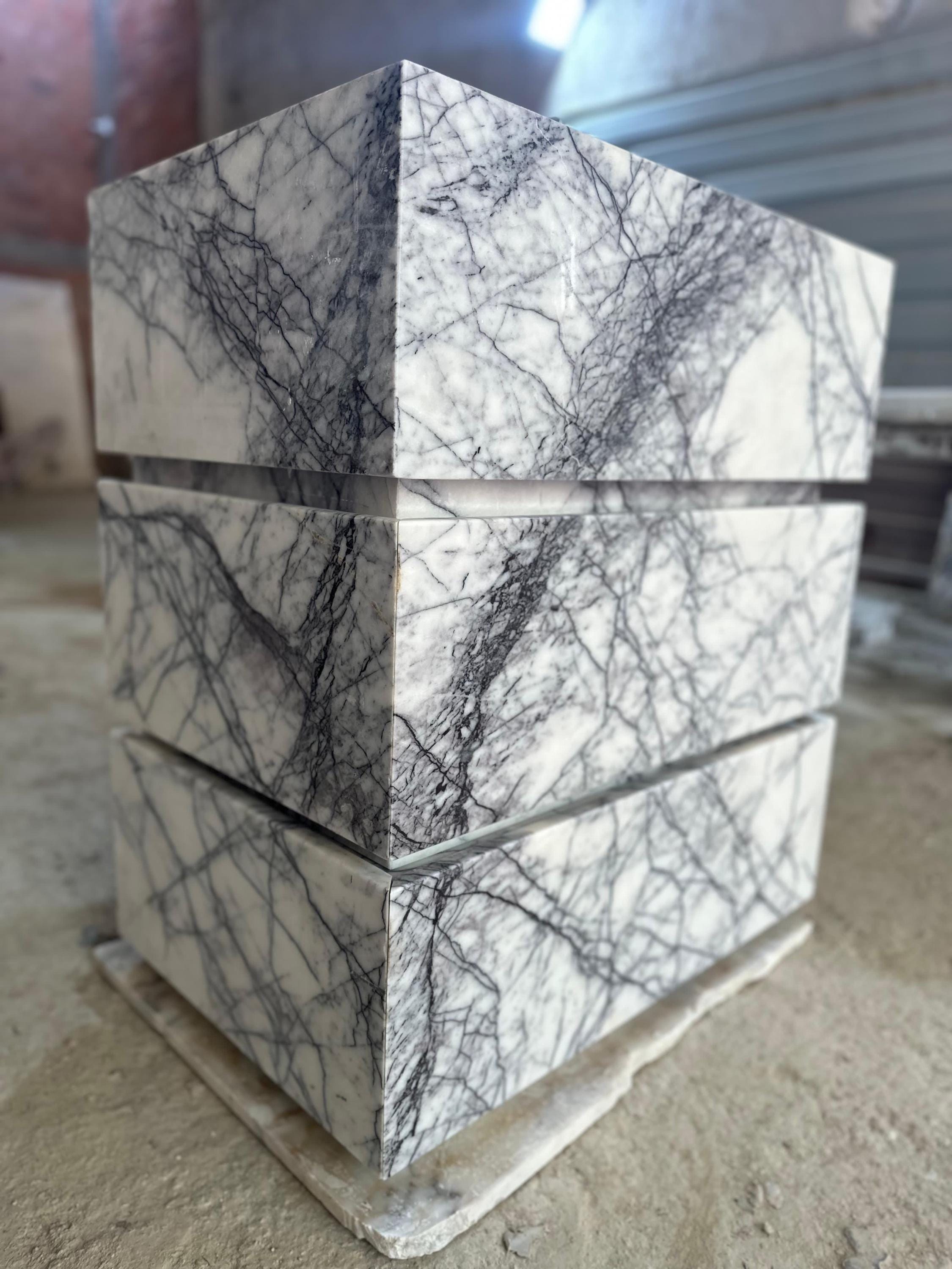 Handmade Lilac Marble Vanity Sink with Drawers