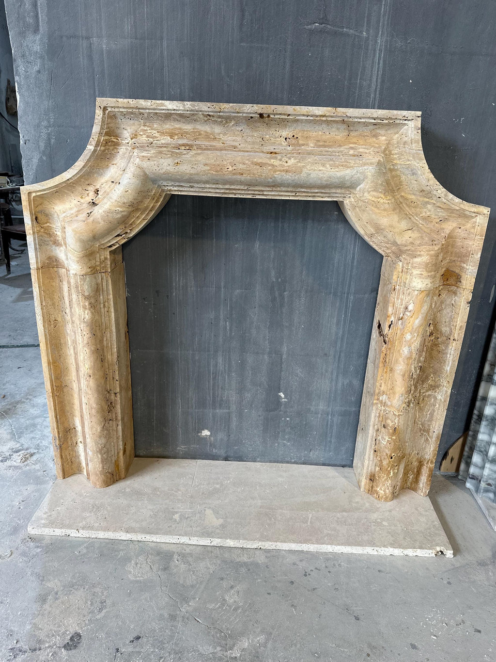 Fully Customizable, Handmade Travertine Fireplace Mantel: Natural Travertine Fireplace Surround