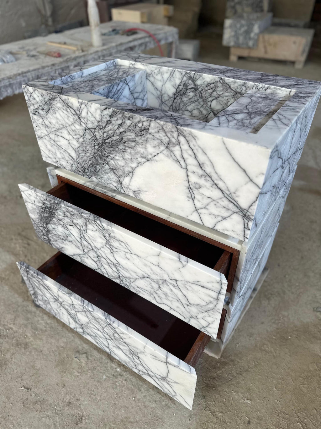 Handmade Lilac Marble Vanity Sink with Drawers