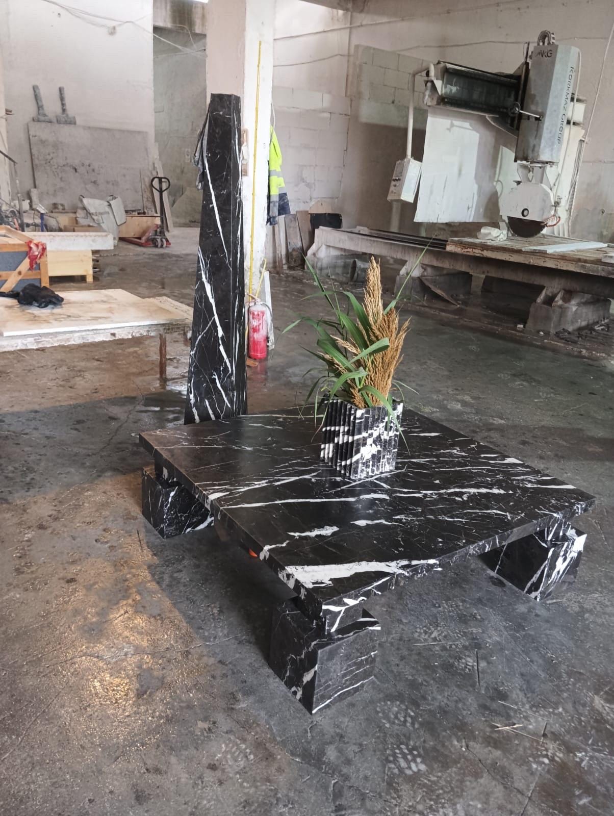 Handmade Marble Living Room Set, Coffee Table, Side Table, Dining Table, Vase, Floor lamp, Standing chandelier, Fireplace Mantel