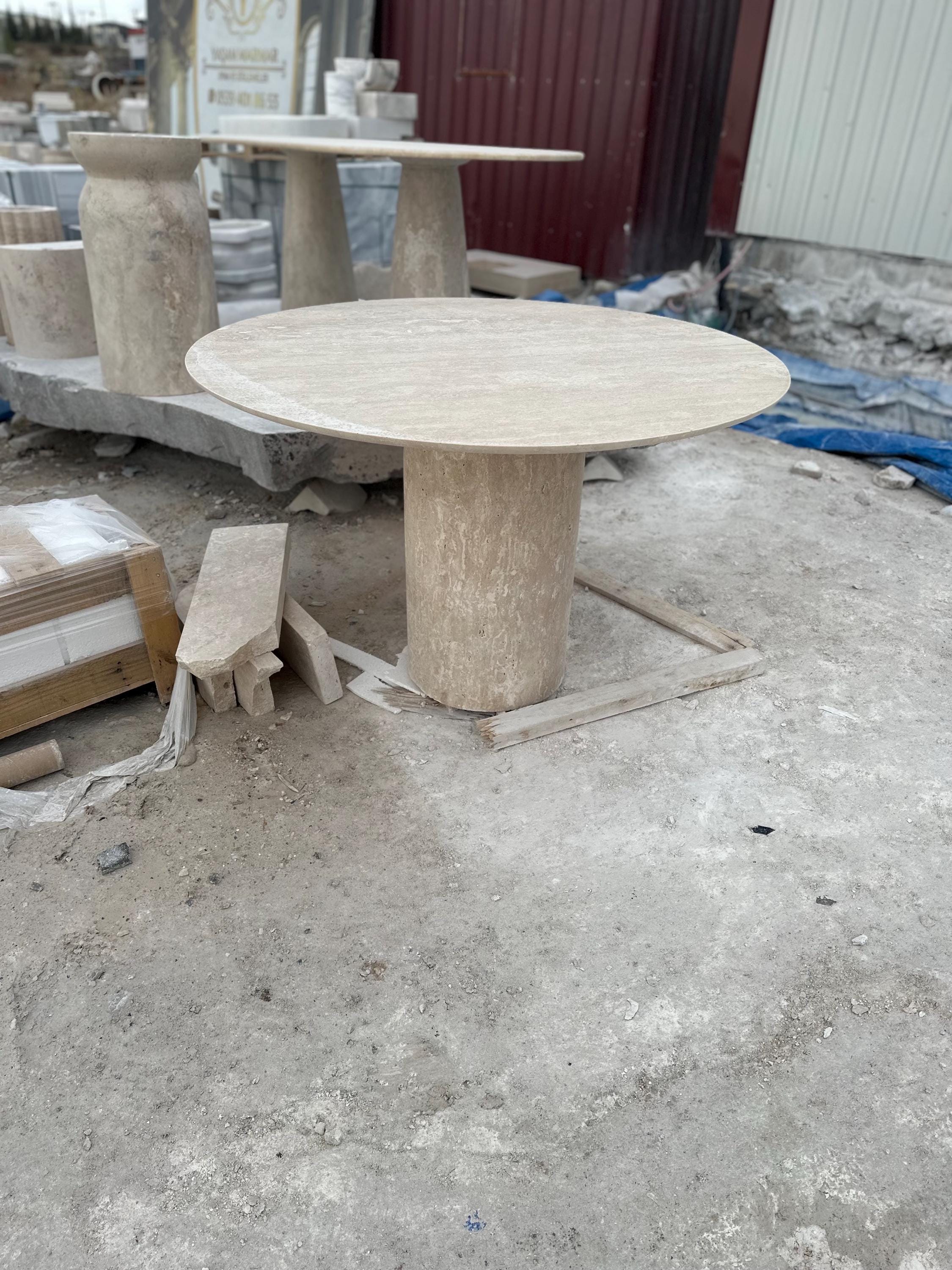 Made to order, Fully Customizable Travertine Marble Dining Table