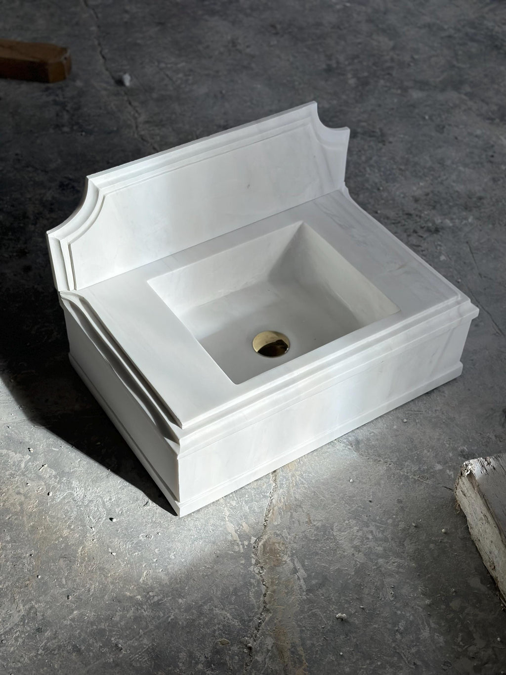 Hand Carved White Marble Wall Mount Sink: 14”x24” Vanity Washbasin