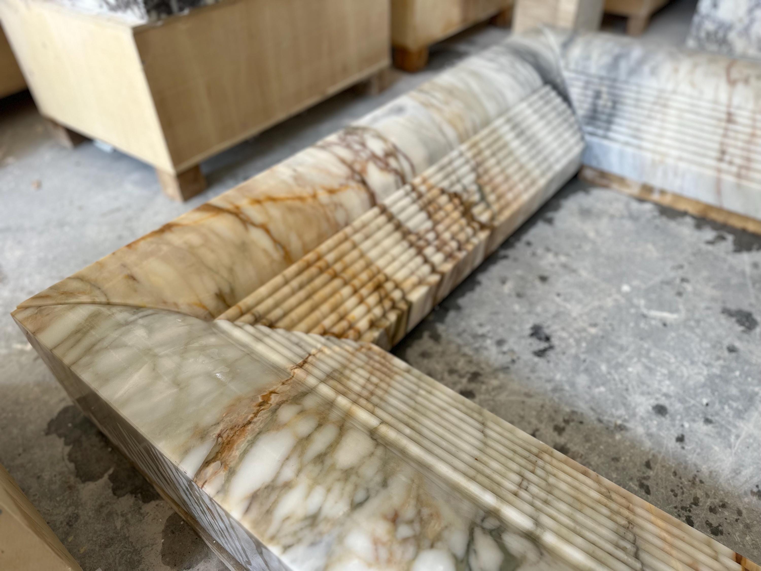 Hand Carved Calacatta Viola Marble Fireplace Mantel: Custom Order