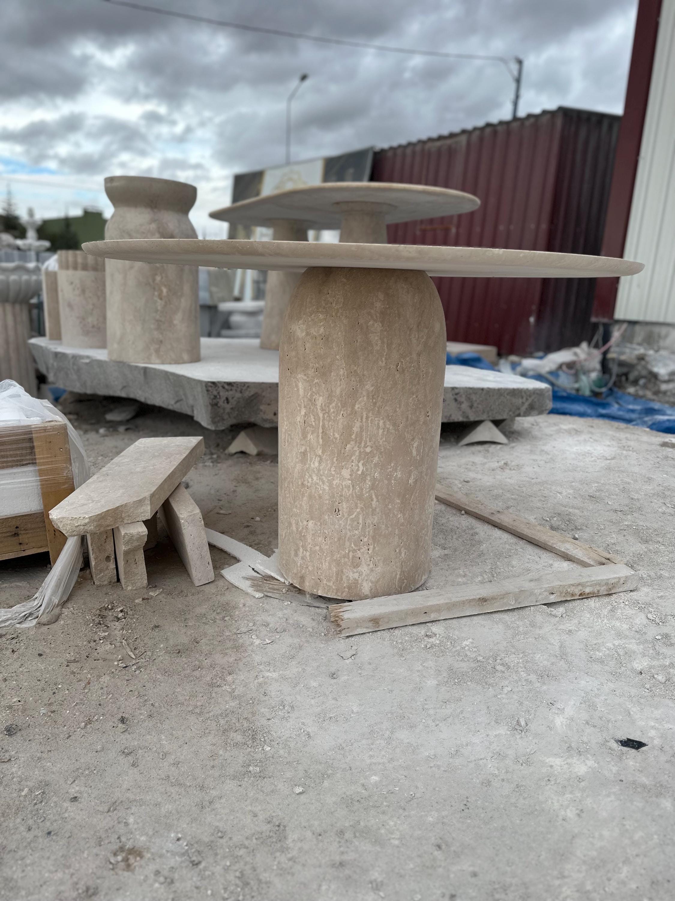 Made to order, Fully Customizable Travertine Marble Dining Table