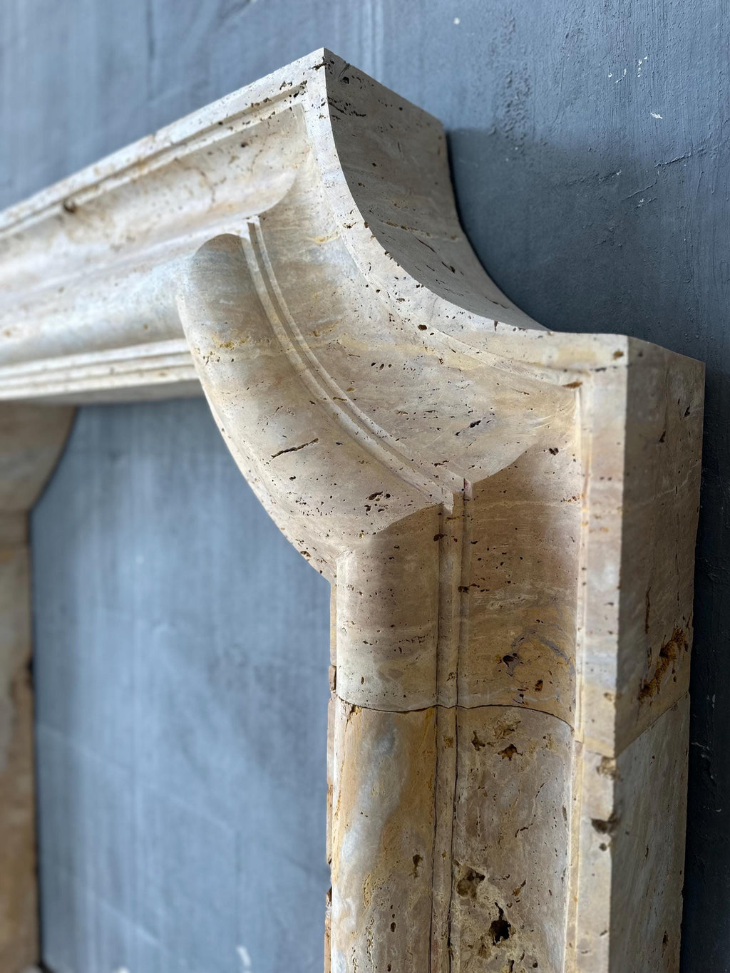 Fully Customizable, Handmade Travertine Fireplace Mantel: Natural Travertine Fireplace Surround