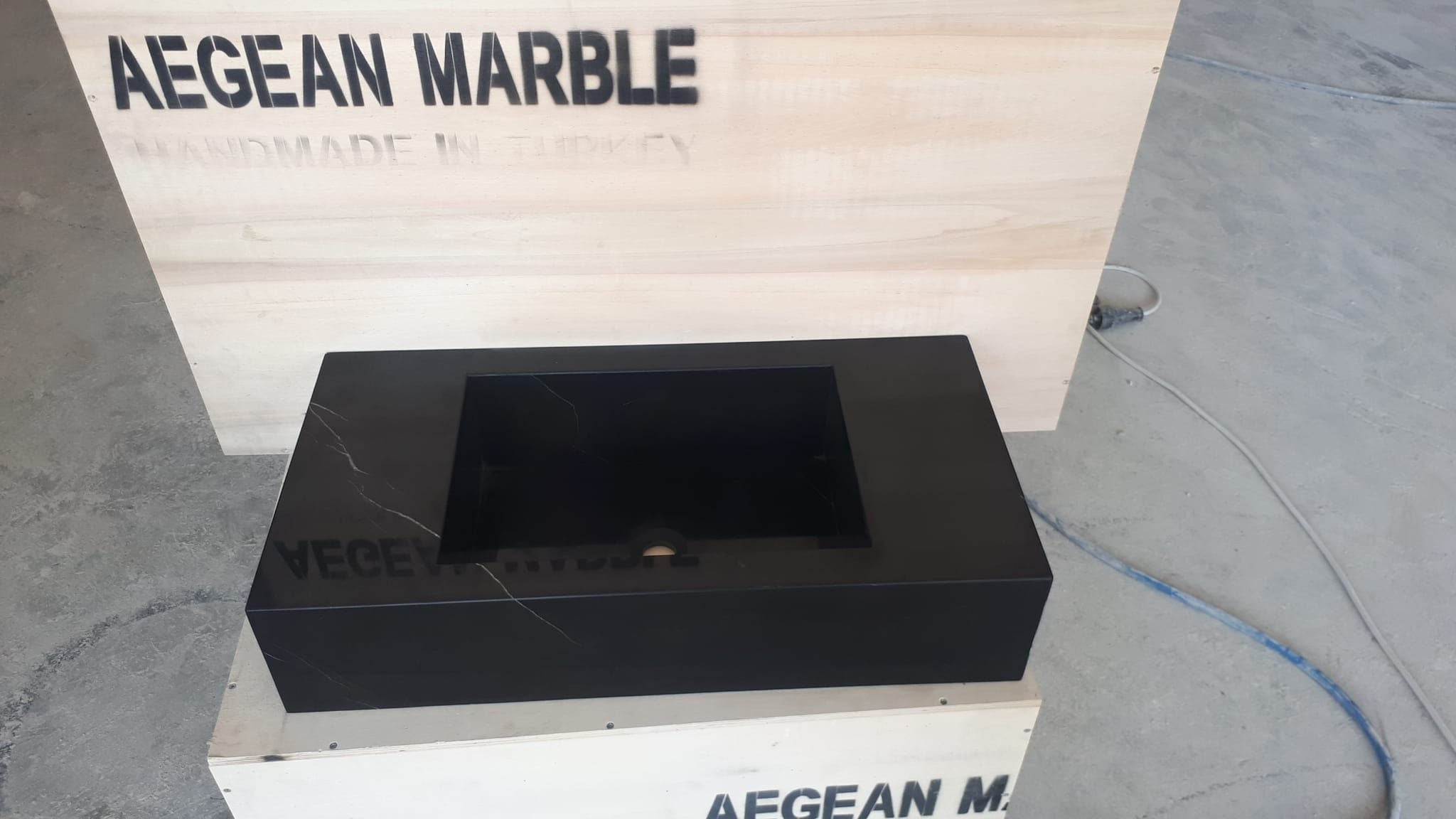 Nero Marquina Black Marble Sink: Customizable Wall Mount Washbasin
