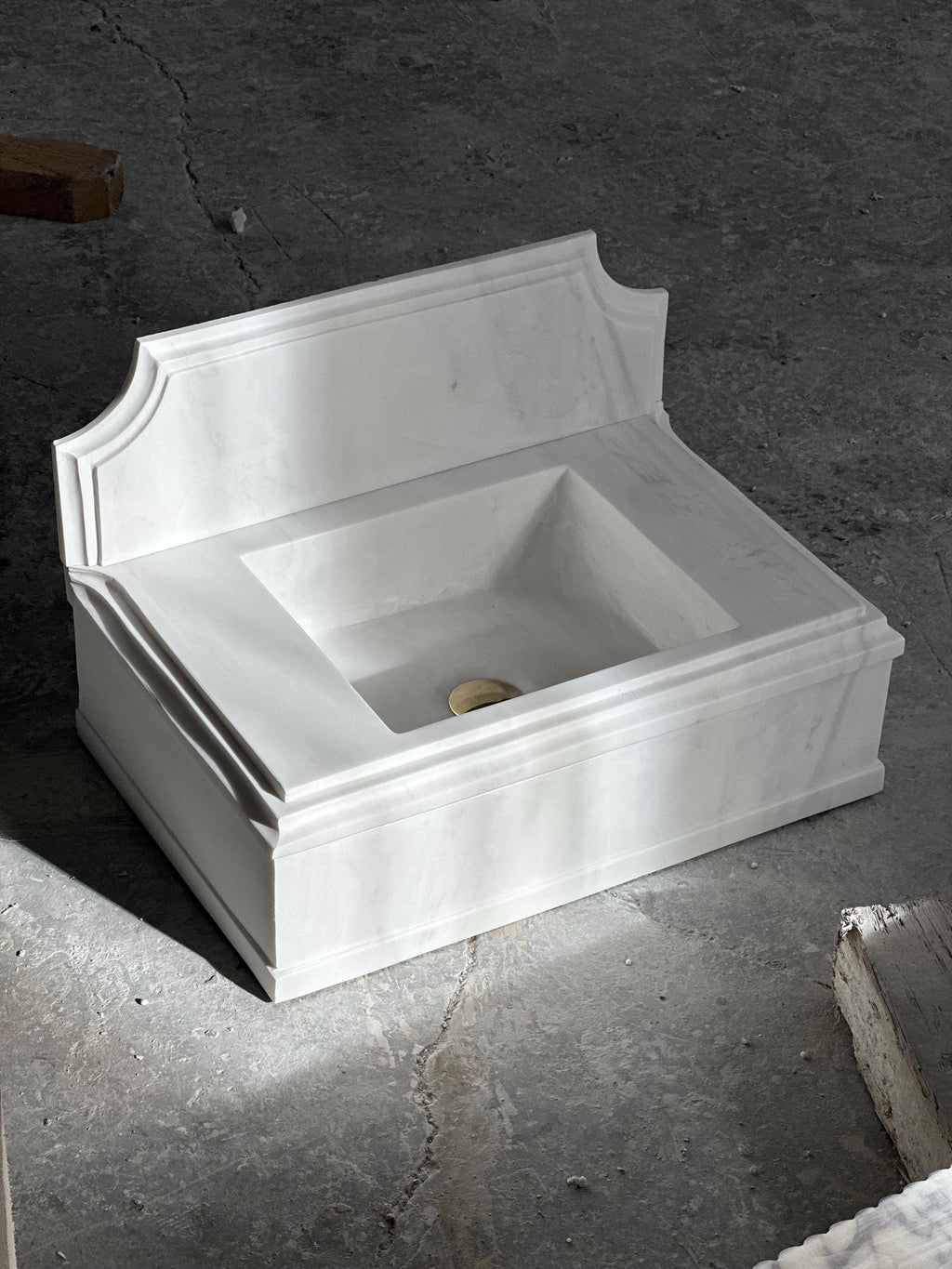 Hand Carved White Marble Wall Mount Sink: 14”x24” Vanity Washbasin