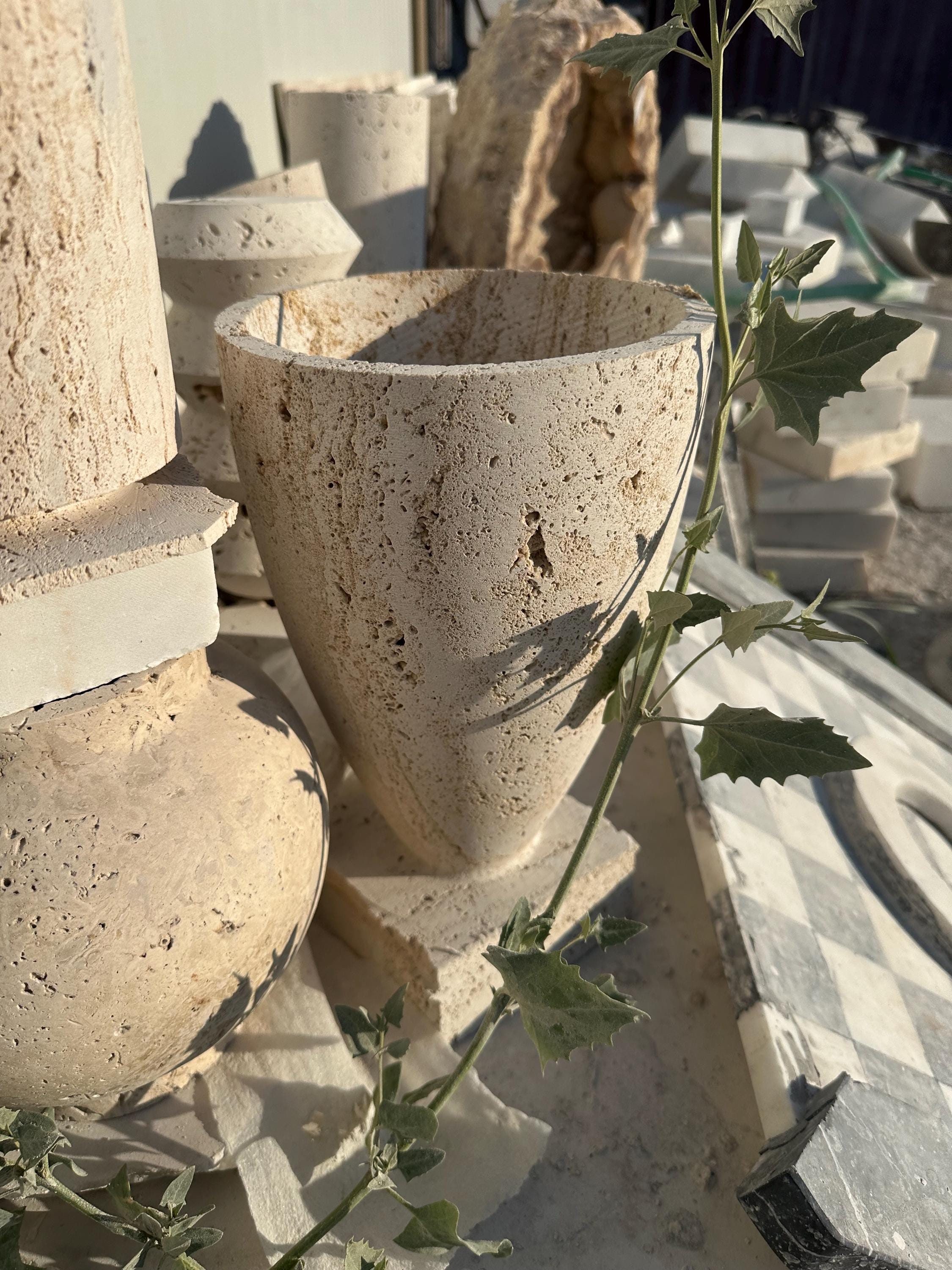 XLarge Calacatta Viola Marble Planter: Handmade Luxury Garden Vase