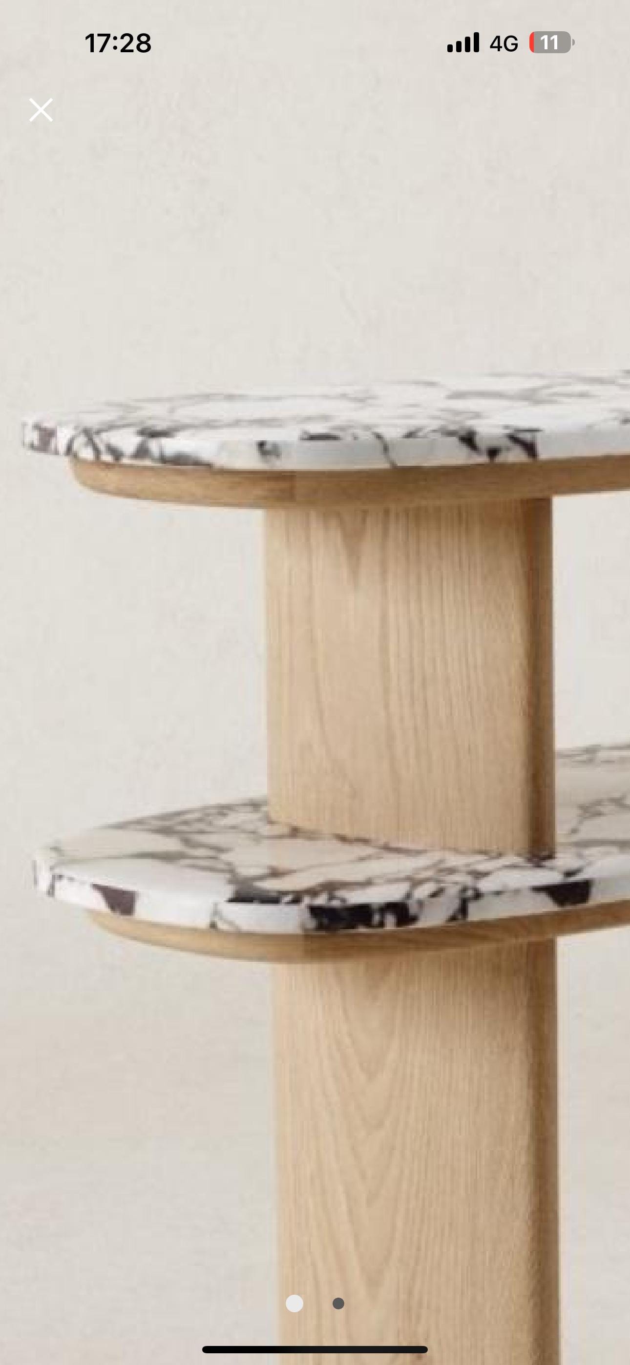 Handmade Calacatta Viola Marble & Oak Console Table - Modern Entryway Accent Shelf
