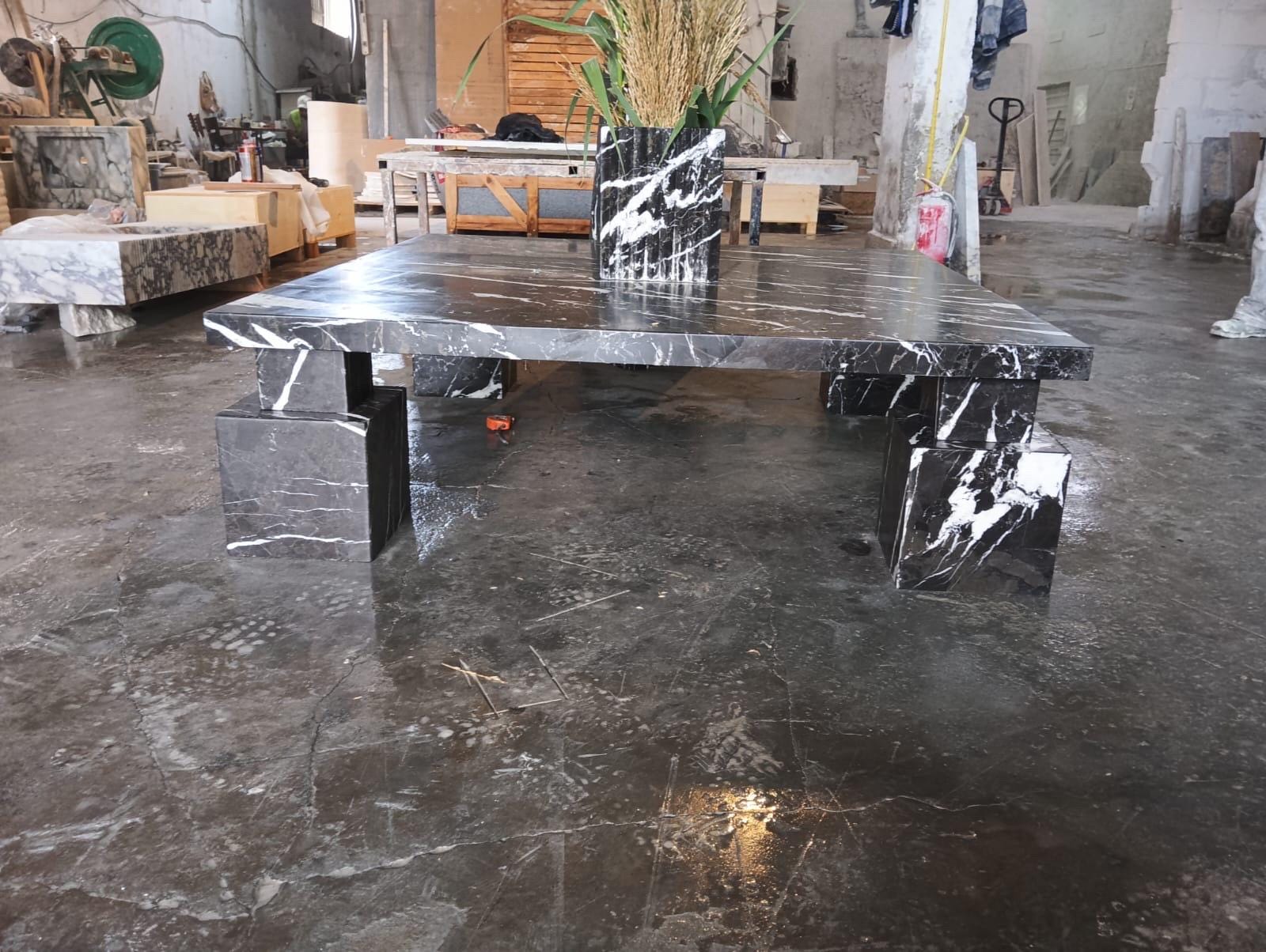 Handmade Marble Living Room Set, Coffee Table, Side Table, Dining Table, Vase, Floor lamp, Standing chandelier, Fireplace Mantel