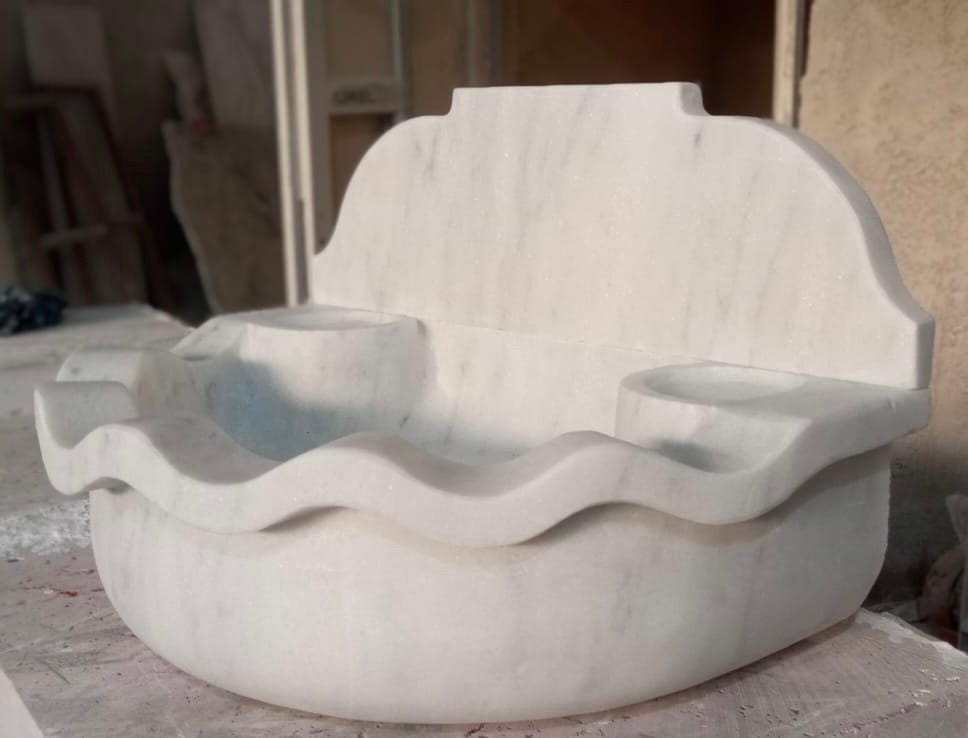 Hand-Carved White Marble Sink – French Farmhouse Style Bathroom Basin