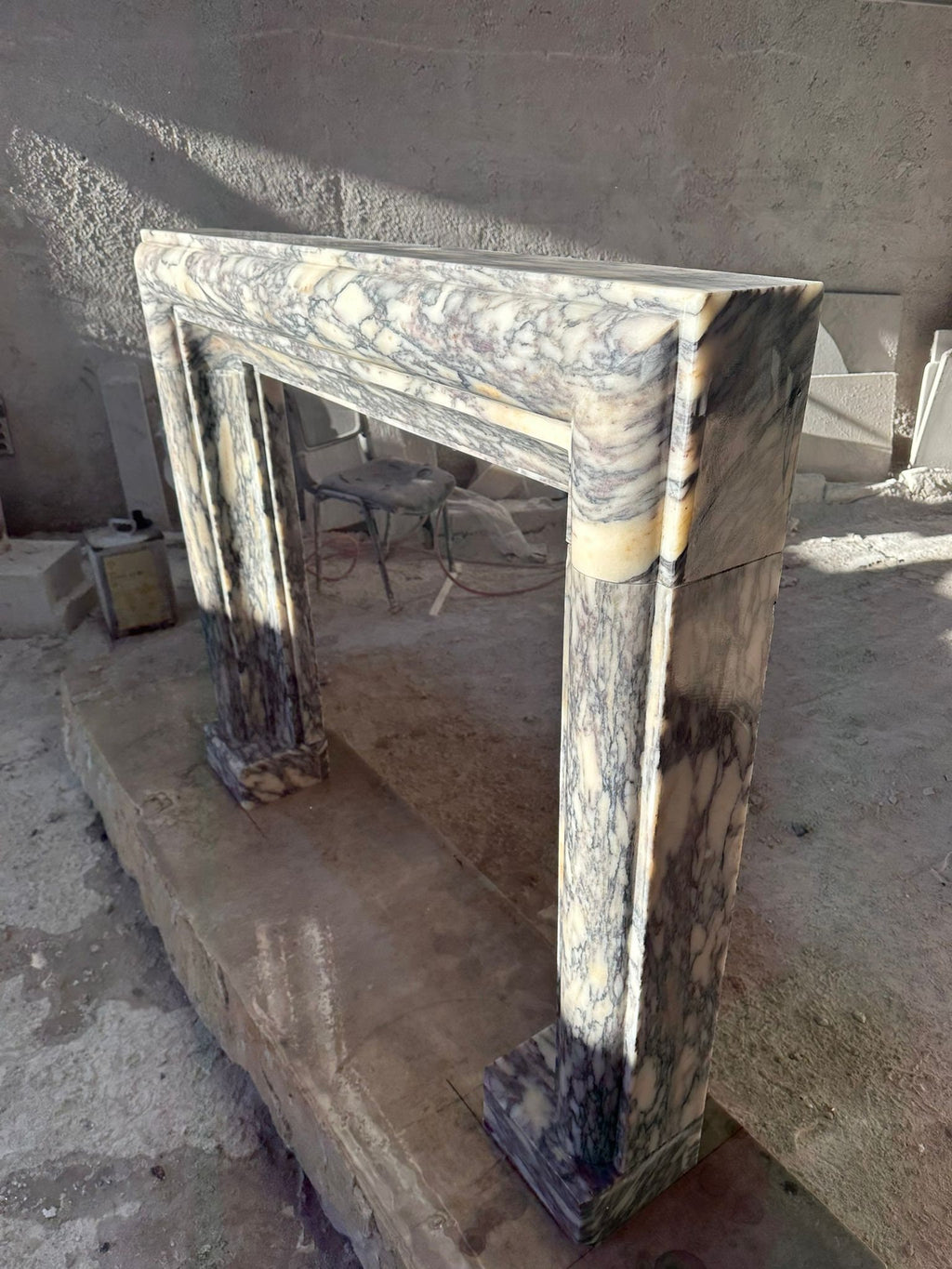 Hand Carved Calacatta Viola Marble Fireplace Mantel - Custom Order