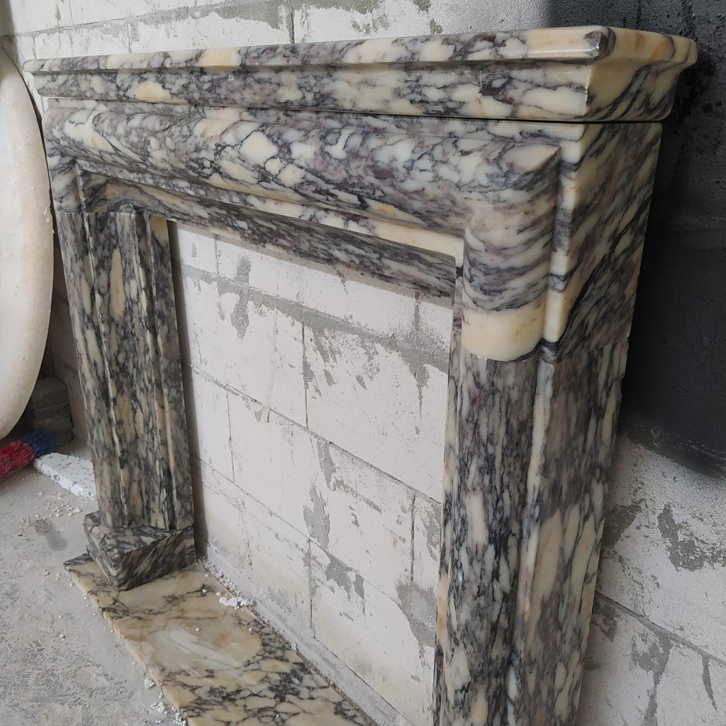 Hand Carved Calacatta Viola Marble Fireplace Mantel