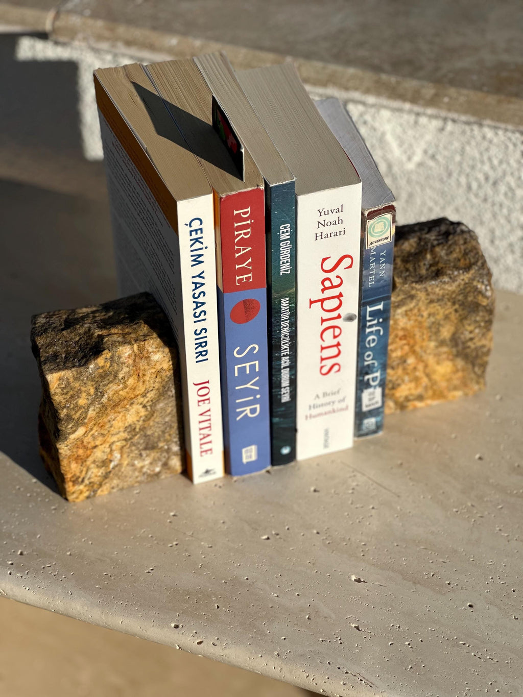 Handcrafted Marble Bookend: Natural Stone Paperweight Door Stopper