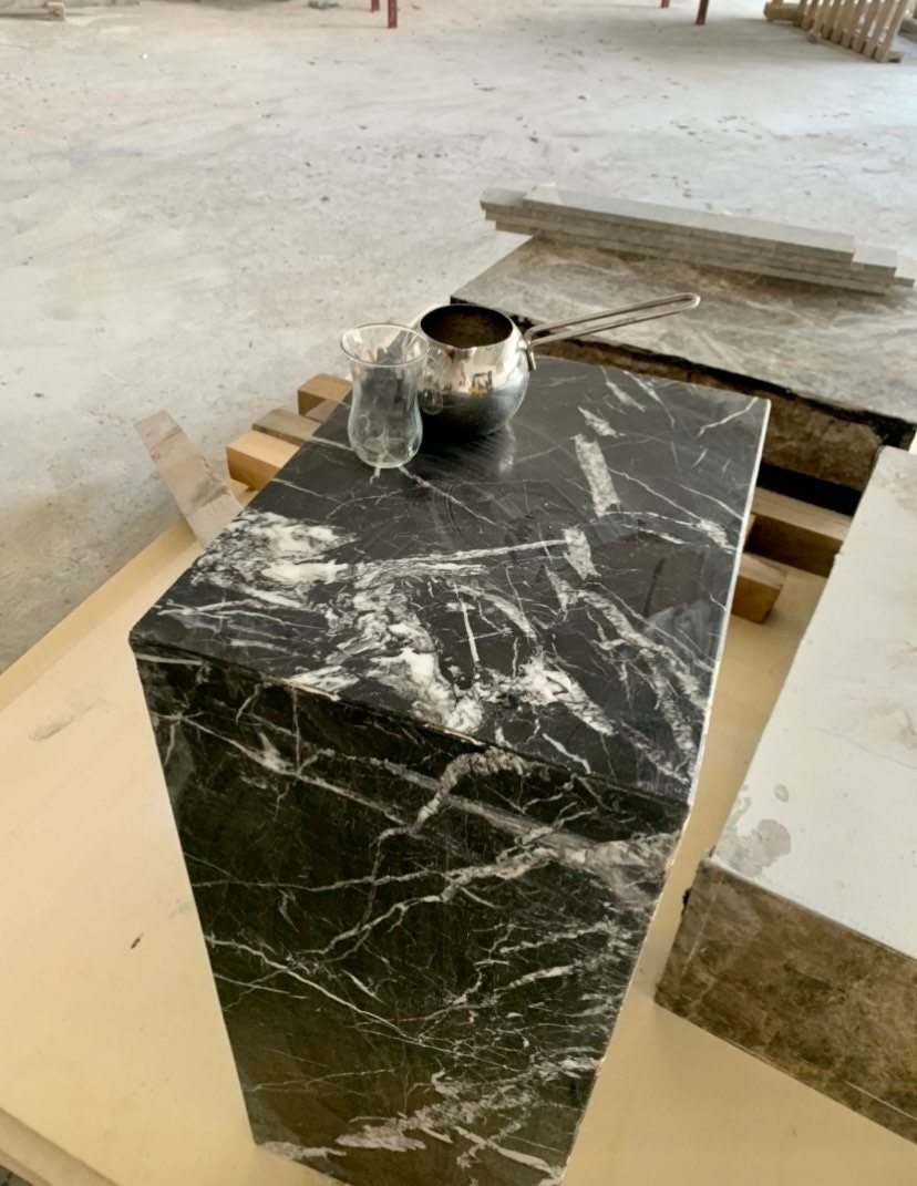 Nero Marquina Black Marble Side Table: Custom Order