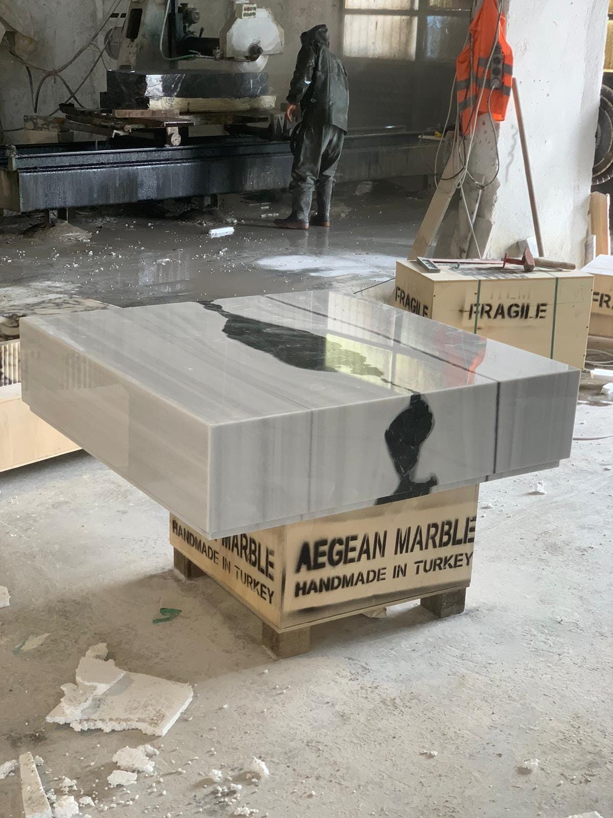 Panda Marble Coffee Table, Modern Side Table (48” X 48” X 18”