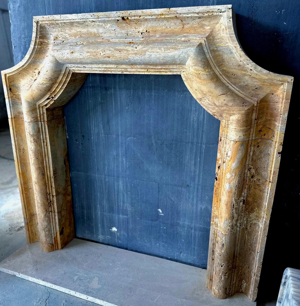 Fully Customizable, Handmade Travertine Fireplace Mantel: Natural Travertine Fireplace Surround