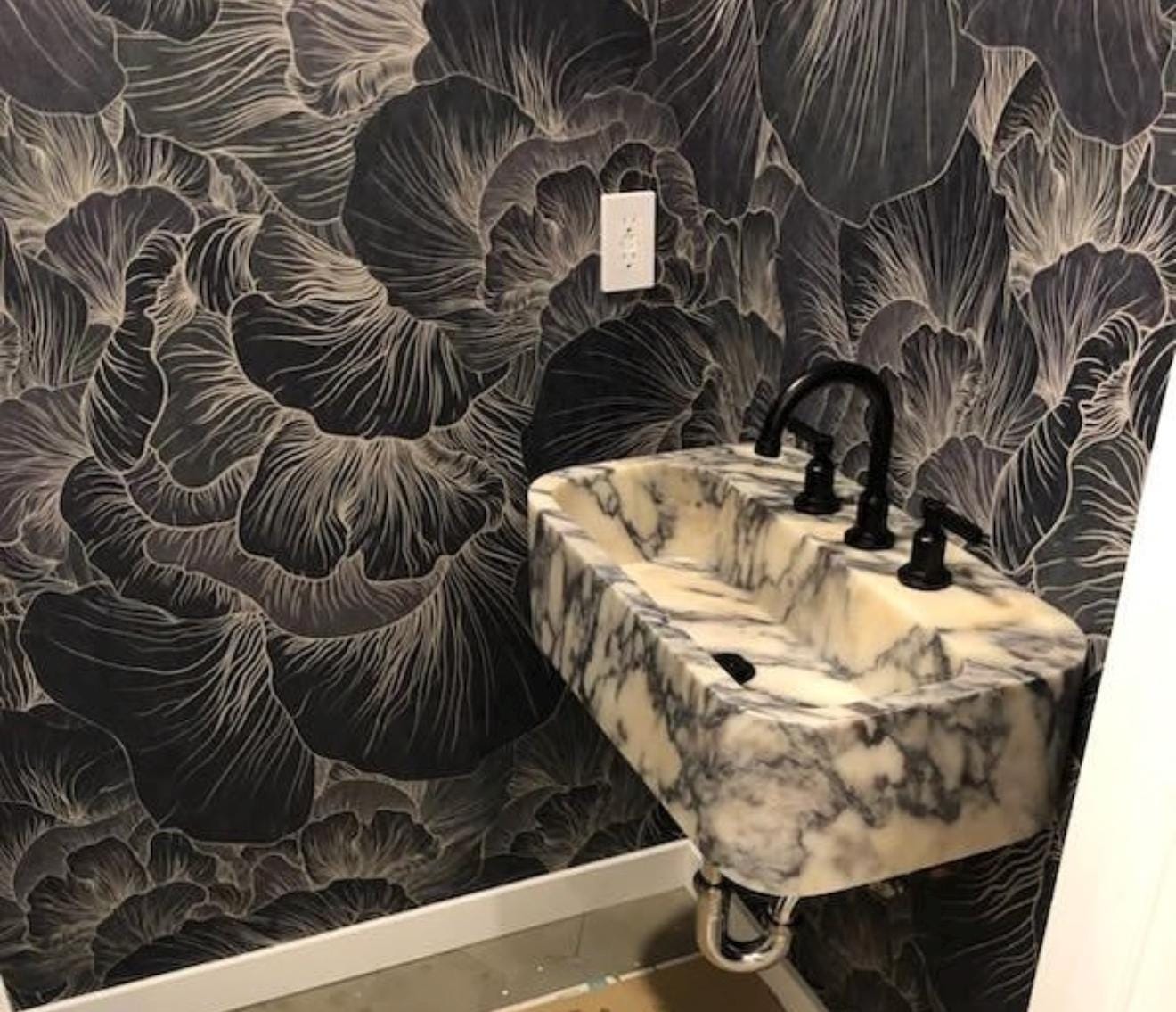 Calacatta Viola Marble Sink: Hand Carved, Wall Mount, Fully Customizable
