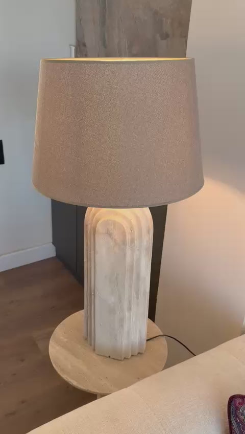 Handmade Travertine Marble Table Lamp – Natural Stone Lamp